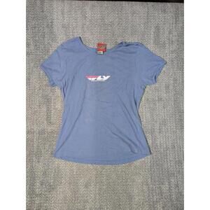 Y2K Fly Racing Women's Petite Blue Logo Graphic Tee